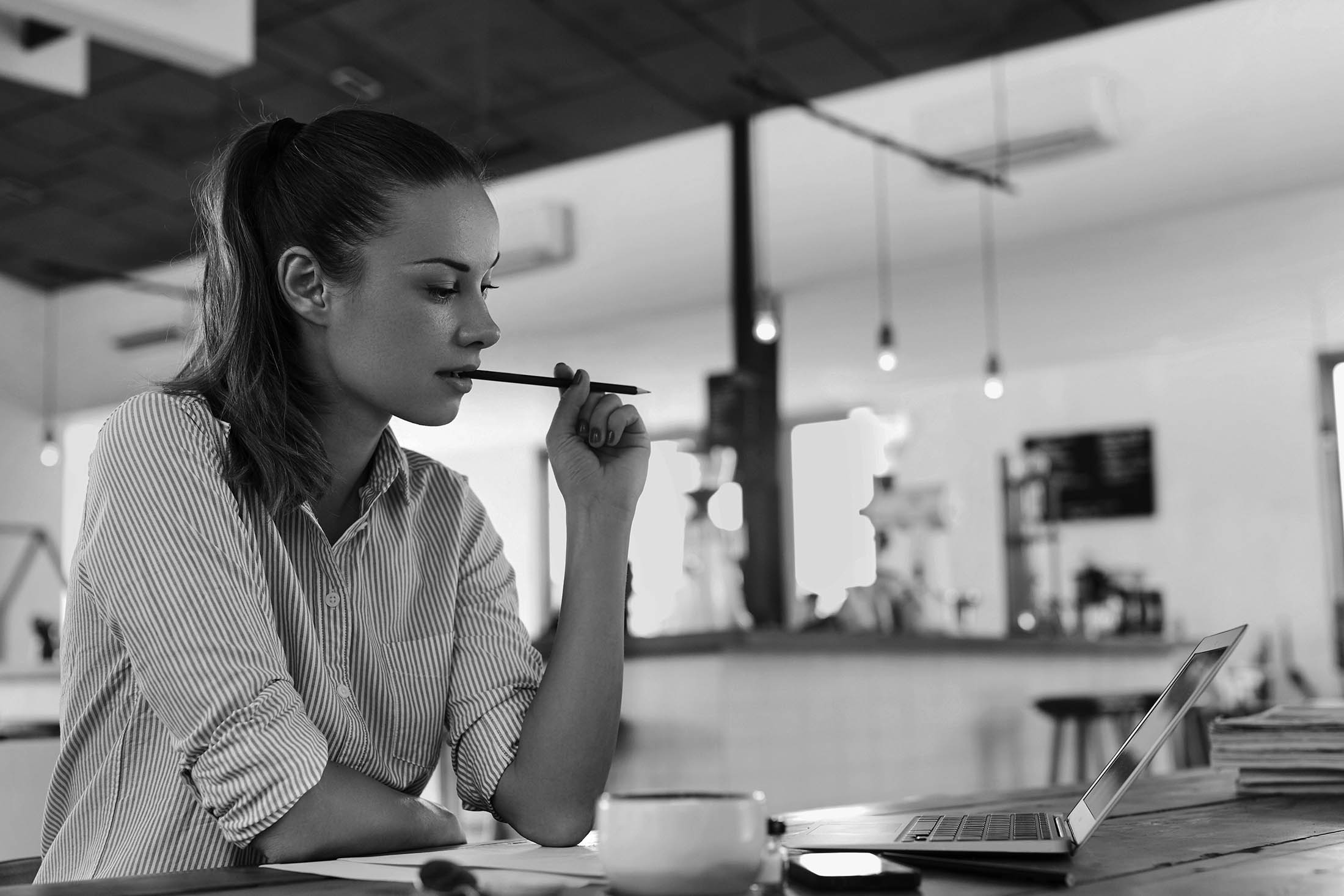 Woman Reading a Blog